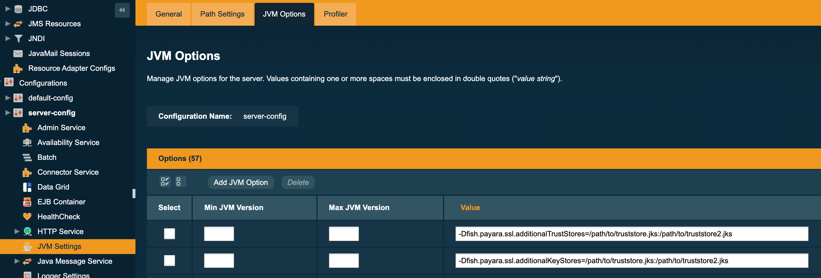 Configure Additional keystores and truststores in Admin Console
